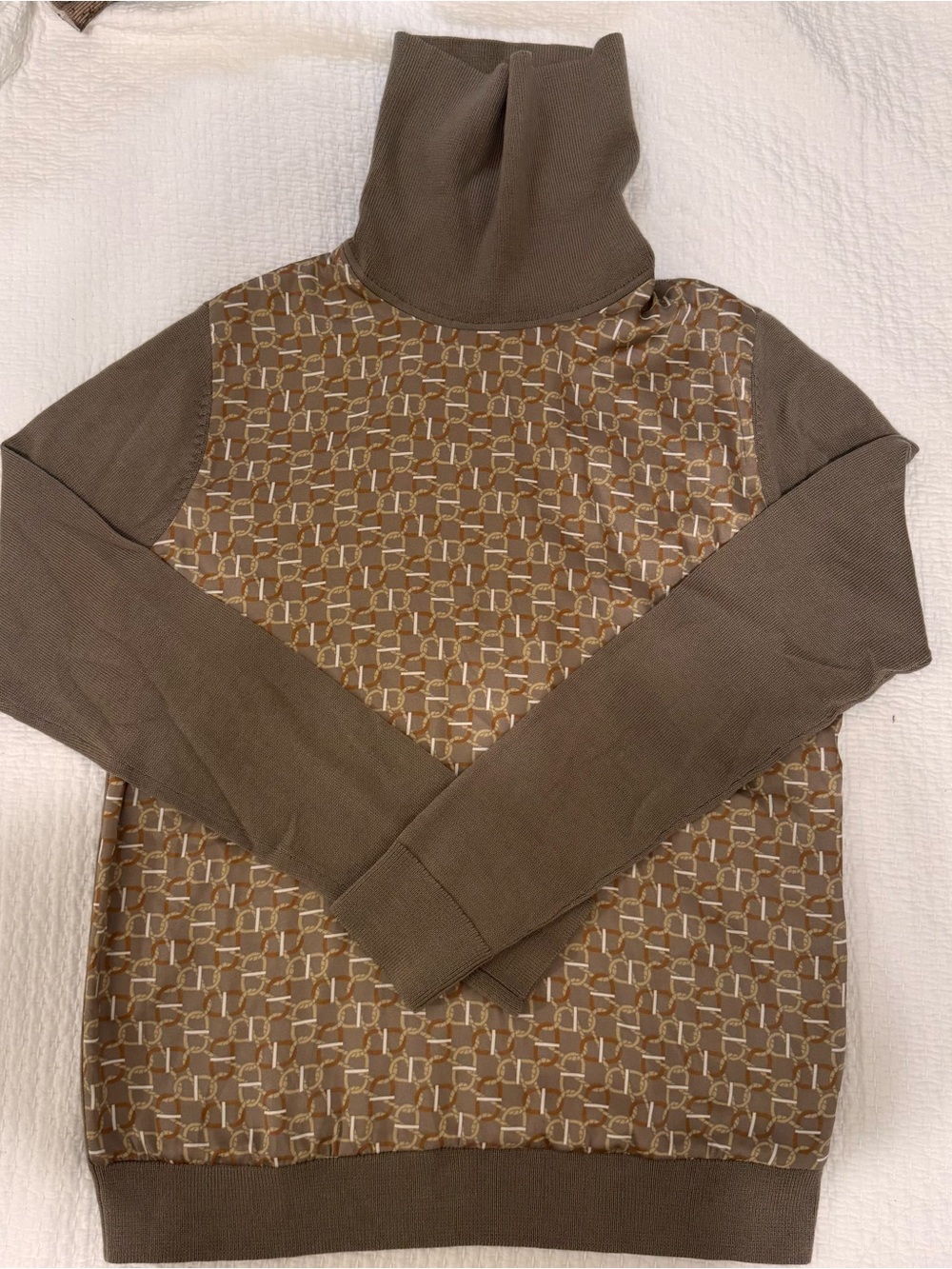 Lauren Ralph Lauren Brown Patterned Turtleneck Sweater
